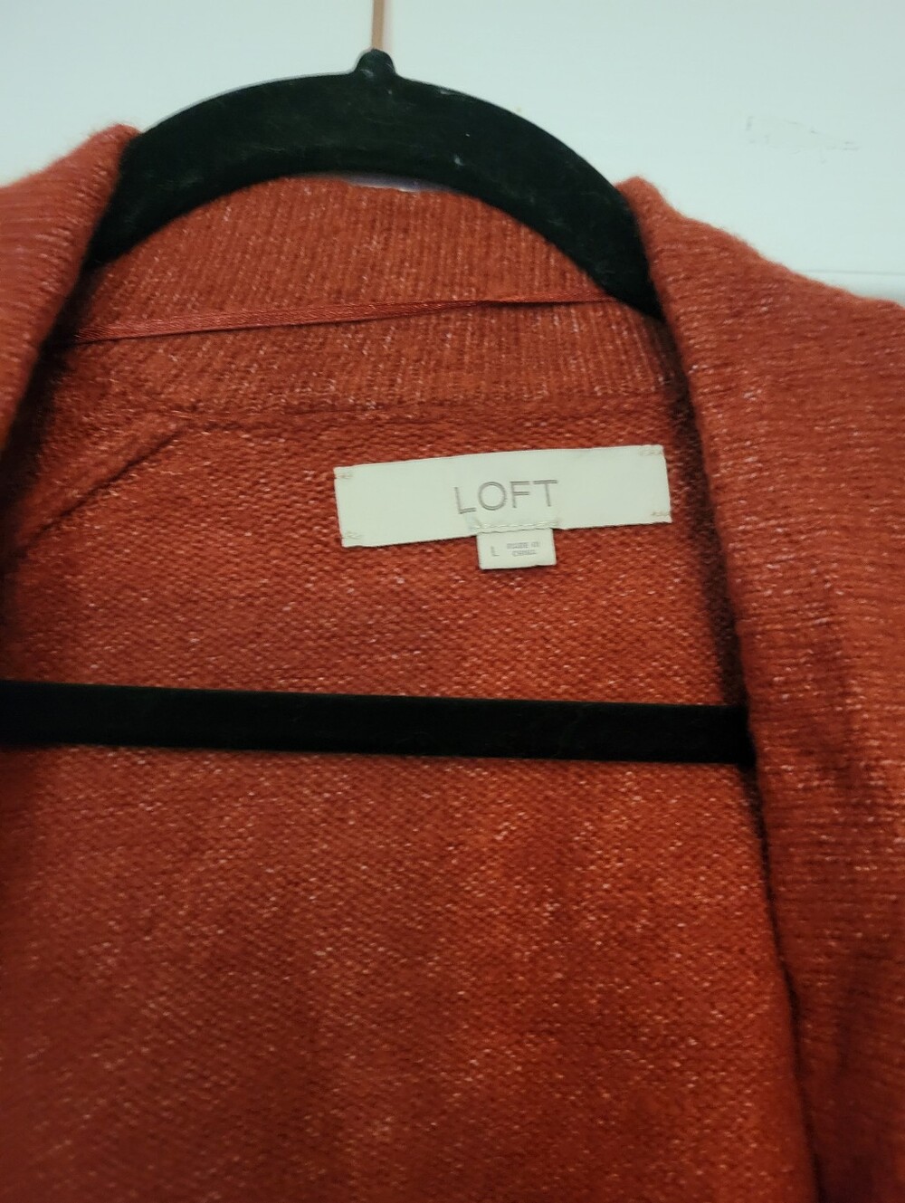 LOFT L wool Blend Open-Front Cardigan Sweater - Rust Orange - Picture 4 of 5